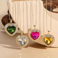 Elegant Luxurious Classic Style Heart Shape Copper Plating Inlay Zircon 14k Gold Plated Pendant Necklace main image 1