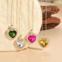 Elegant Luxurious Classic Style Heart Shape Copper Plating Inlay Zircon 14k Gold Plated Pendant Necklace main image 4