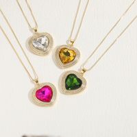 Elegant Luxurious Classic Style Heart Shape Copper Plating Inlay Zircon 14k Gold Plated Pendant Necklace main image 7