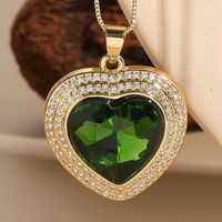 Elegant Luxurious Classic Style Heart Shape Copper Plating Inlay Zircon 14k Gold Plated Pendant Necklace sku image 1