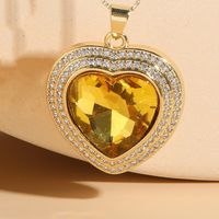 Elegant Luxurious Classic Style Heart Shape Copper Plating Inlay Zircon 14k Gold Plated Pendant Necklace sku image 4