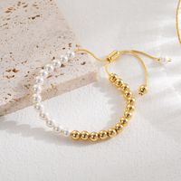 Ig Style Classic Style Round Imitation Pearl Copper 18k Gold Plated Bracelets In Bulk main image 2
