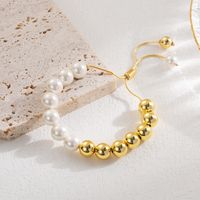 Ig Style Classic Style Round Imitation Pearl Copper 18k Gold Plated Bracelets In Bulk main image 4