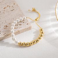 Ig Style Classic Style Round Imitation Pearl Copper 18k Gold Plated Bracelets In Bulk main image 3