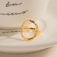 Simple Style Oval Stainless Steel Plating Hollow Out 18k Gold Plated Rings main image 1