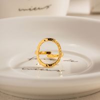Simple Style Oval Stainless Steel Plating Hollow Out 18k Gold Plated Rings main image 3