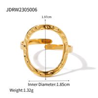 Simple Style Oval Stainless Steel Plating Hollow Out 18k Gold Plated Rings sku image 1