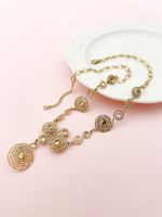 304 Stainless Steel 14K Gold Plated Elegant Vintage Style Luxurious Polishing Enamel Plating The Answer Natural Stone Beads Pendant Necklace Long Necklace main image 3