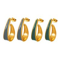 1 Pair Classic Style Commute U Shape Enamel Plating Titanium Steel 18k Gold Plated Earrings main image 8