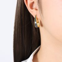 1 Pair Classic Style Commute U Shape Enamel Plating Titanium Steel 18k Gold Plated Earrings sku image 3