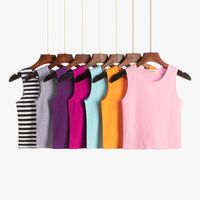 Women's Vest Sleeveless T-shirts Washed Elegant Sexy Solid Color main image 10