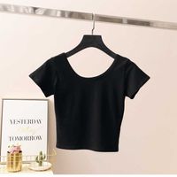 Women's T-shirt Short Sleeve T-shirts Washed Casual Elegant Sexy Solid Color main image 5