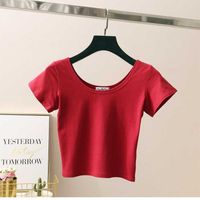 Women's T-shirt Short Sleeve T-shirts Washed Casual Elegant Sexy Solid Color main image 2