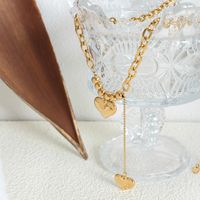 Casual Vacation Heart Shape Titanium Steel Beaded Plating 18k Gold Plated Pendant Necklace main image 1