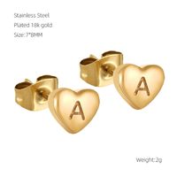 1 Pair Simple Style Letter Heart Shape Plating 304 Stainless Steel 18K Gold Plated Ear Studs sku image 1