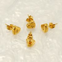 1 Pair Simple Style Letter Heart Shape Plating 304 Stainless Steel 18K Gold Plated Ear Studs main image 4