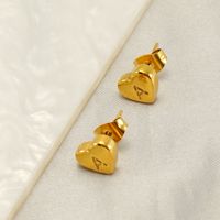 1 Pair Simple Style Letter Heart Shape Plating 304 Stainless Steel 18K Gold Plated Ear Studs main image 3