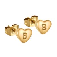 1 Pair Simple Style Letter Heart Shape Plating 304 Stainless Steel 18K Gold Plated Ear Studs sku image 2