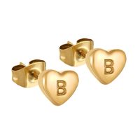 1 Par Estilo Simple Letra Forma De Corazón Enchapado Acero Inoxidable 304 Chapados en oro de 18k Pendientes sku image 2