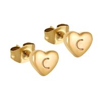 1 Pair Simple Style Letter Heart Shape Plating 304 Stainless Steel 18K Gold Plated Ear Studs sku image 3
