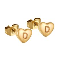 1 Pair Simple Style Letter Heart Shape Plating 304 Stainless Steel 18K Gold Plated Ear Studs sku image 4