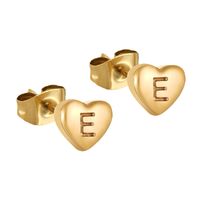 1 Pair Simple Style Letter Heart Shape Plating 304 Stainless Steel 18K Gold Plated Ear Studs sku image 5