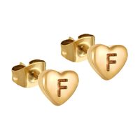 1 Pair Simple Style Letter Heart Shape Plating 304 Stainless Steel 18K Gold Plated Ear Studs sku image 6