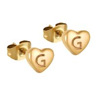 1 Pair Simple Style Letter Heart Shape Plating 304 Stainless Steel 18K Gold Plated Ear Studs sku image 7