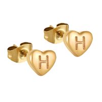 1 Par Estilo Simple Letra Forma De Corazón Enchapado Acero Inoxidable 304 Chapados en oro de 18k Pendientes sku image 8