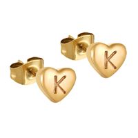 1 Pair Simple Style Letter Heart Shape Plating 304 Stainless Steel 18K Gold Plated Ear Studs sku image 11