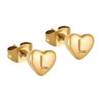 1 Pair Simple Style Letter Heart Shape Plating 304 Stainless Steel 18K Gold Plated Ear Studs sku image 12