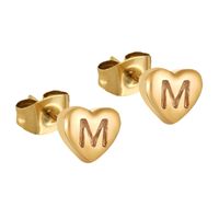 1 Pair Simple Style Letter Heart Shape Plating 304 Stainless Steel 18K Gold Plated Ear Studs sku image 13