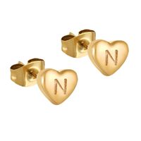 1 Pair Simple Style Letter Heart Shape Plating 304 Stainless Steel 18K Gold Plated Ear Studs sku image 14