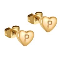 1 Pair Simple Style Letter Heart Shape Plating 304 Stainless Steel 18K Gold Plated Ear Studs sku image 16