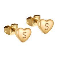 1 Pair Simple Style Letter Heart Shape Plating 304 Stainless Steel 18K Gold Plated Ear Studs sku image 19