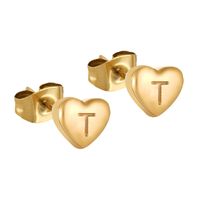 1 Pair Simple Style Letter Heart Shape Plating 304 Stainless Steel 18K Gold Plated Ear Studs sku image 20