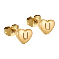 1 Pair Simple Style Letter Heart Shape Plating 304 Stainless Steel 18K Gold Plated Ear Studs sku image 21
