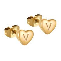 1 Paire Style Simple Lettre Forme De Cœur Placage Acier Inoxydable 304 Plaqué Or 18K Boucles D'Oreilles sku image 22