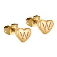 1 Pair Simple Style Letter Heart Shape Plating 304 Stainless Steel 18K Gold Plated Ear Studs sku image 23