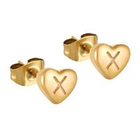1 Pair Simple Style Letter Heart Shape Plating 304 Stainless Steel 18K Gold Plated Ear Studs sku image 24