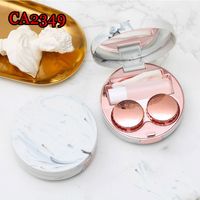 Factory Wholesale Round Marble Pattern Cosmetic Contact Lenses Box Contact Lens Case Storage Glasses Box Contact Lens Case Contact Lens Case sku image 1