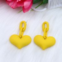 Sucré Forme De Cœur Couleur Unie Arylique Peinture En Aérosol Femmes Boucles D'oreilles sku image 2