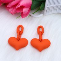 Sucré Forme De Cœur Couleur Unie Arylique Peinture En Aérosol Femmes Boucles D'oreilles sku image 1