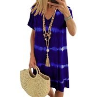 Women's T Shirt Dress Casual V Neck Printing Short Sleeve Tie Dye Knee-length Daily main image 1