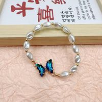 Sucré Papillon Perle Artificielle Incruster Cristal Artificiel Femmes Bracelets main image 5