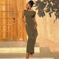 Women's Pencil Skirt Casual Round Neck Sleeveless Solid Color Maxi Long Dress Daily main image 1