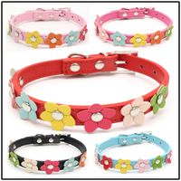 Pu Pet Collar Colorful Flowers Dog Traction Rope A Row Of Small Flower Dog Collar Pet Supplies Wholesale Dog Leash Foreign Trade main image 1