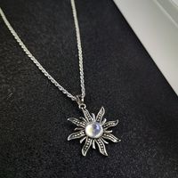 Ethnic Style Bohemian Sun Flower Alloy Plating Inlay Artificial Gemstones Women's Pendant Necklace main image 1
