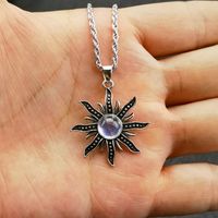 Ethnic Style Bohemian Sun Flower Alloy Plating Inlay Artificial Gemstones Women's Pendant Necklace main image 3