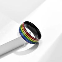 Simple Style Commute Rainbow Titanium Steel Enamel Rings main image 4
